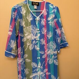 Bob Mackie Multicolor Floral Button-Up Dress